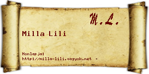 Milla Lili névjegykártya